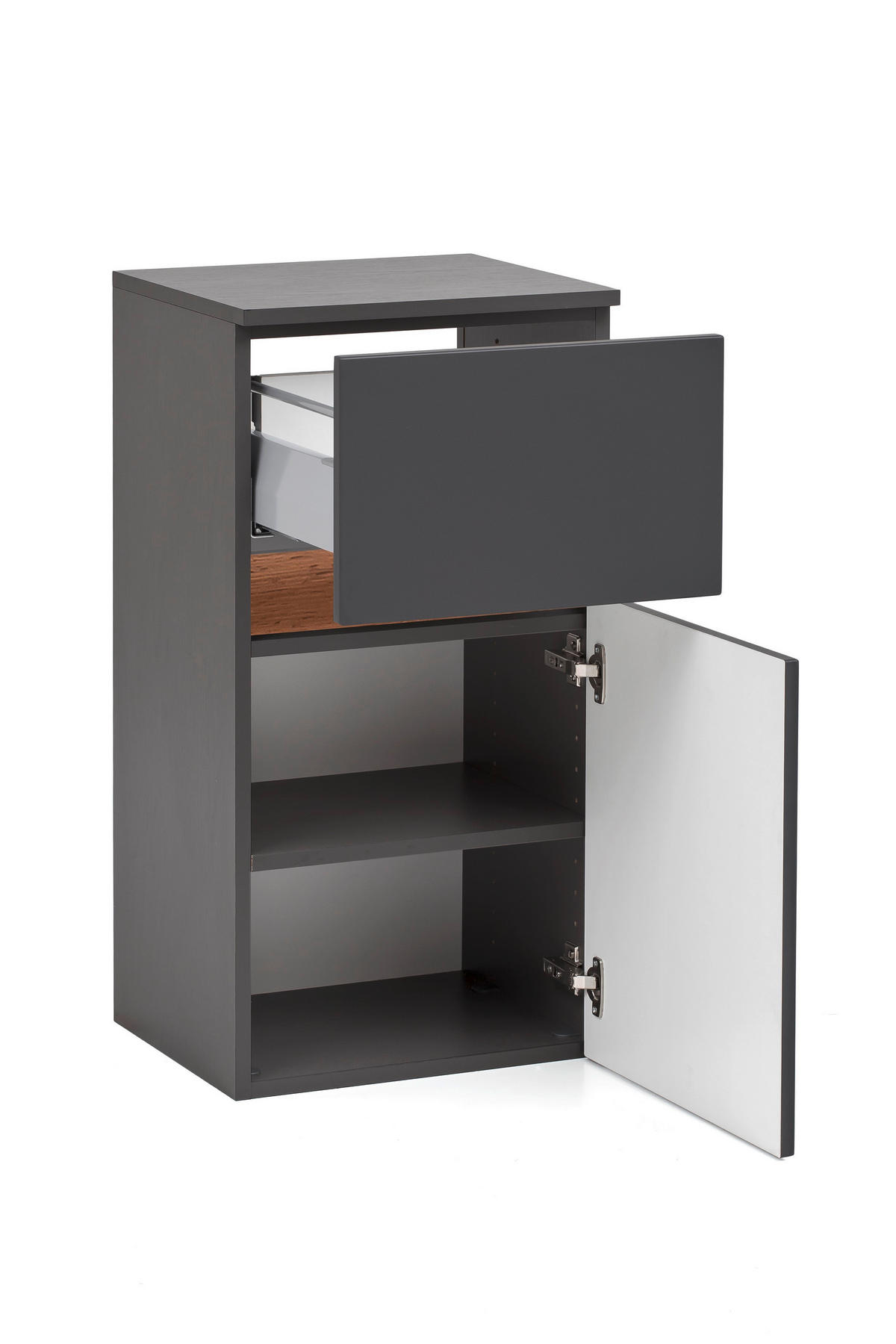 UNTERSCHRANK 40/79/35 cm   - Graphitfarben/Grau, Natur, Holzwerkstoff (40/79/35cm) - Xora
