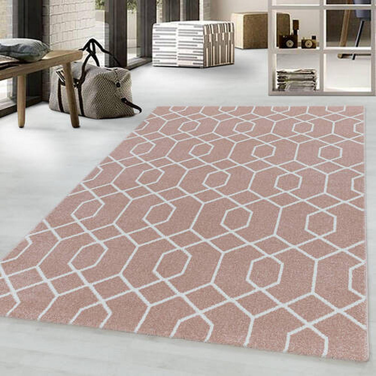 VÄVD MATTA 240/340 cm Efor 3713 rose  - rosa, Basics, textil (240/340cm)