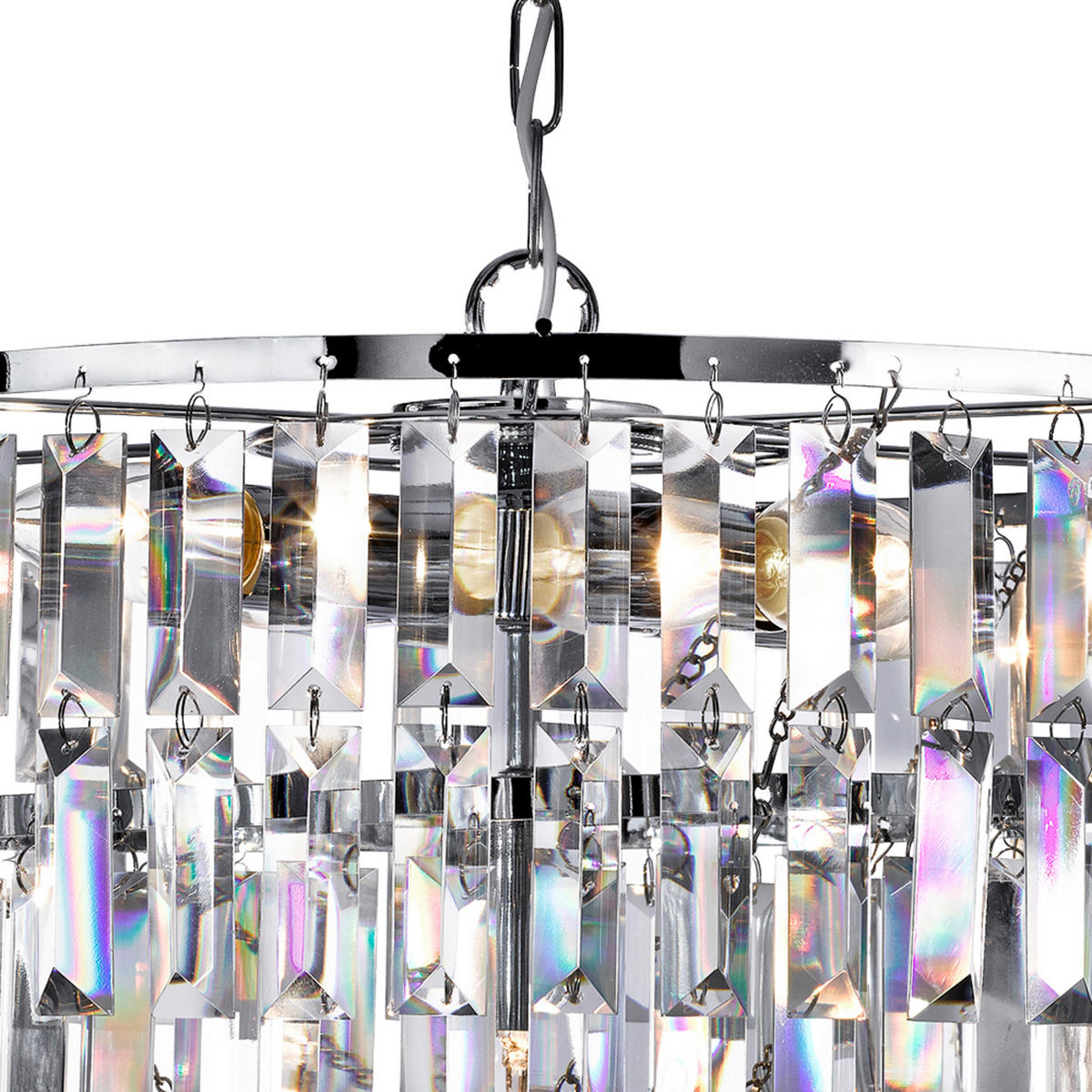 KRISTALL-HÄNGELEUCHTE 48/43 cm   - Chromfarben, KONVENTIONELL, Glas/Metall (48/43cm)