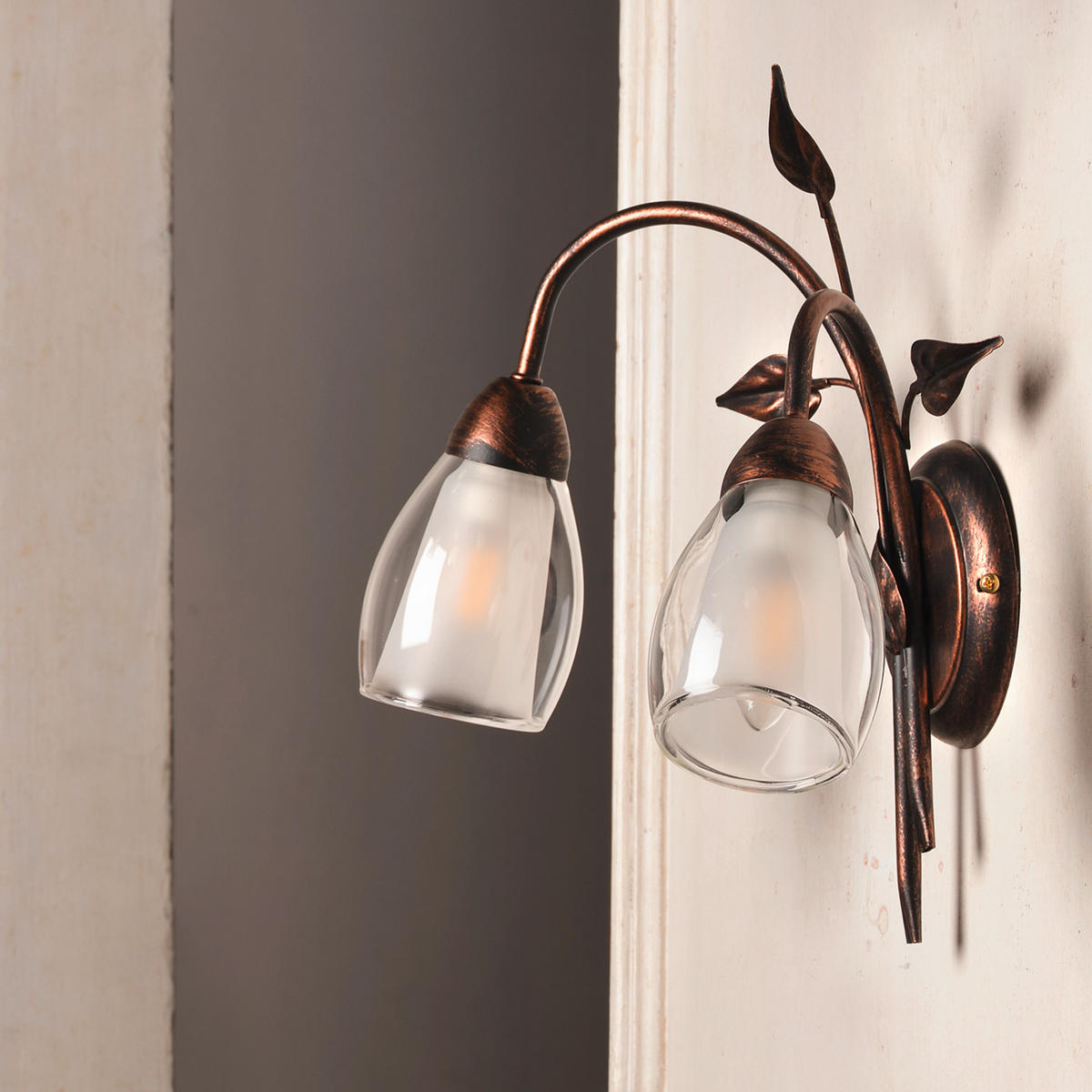 WANDLEUCHTE Delia 37/20/33 cm   - Cognac, KONVENTIONELL, Glas/Metall (37/20/33cm)