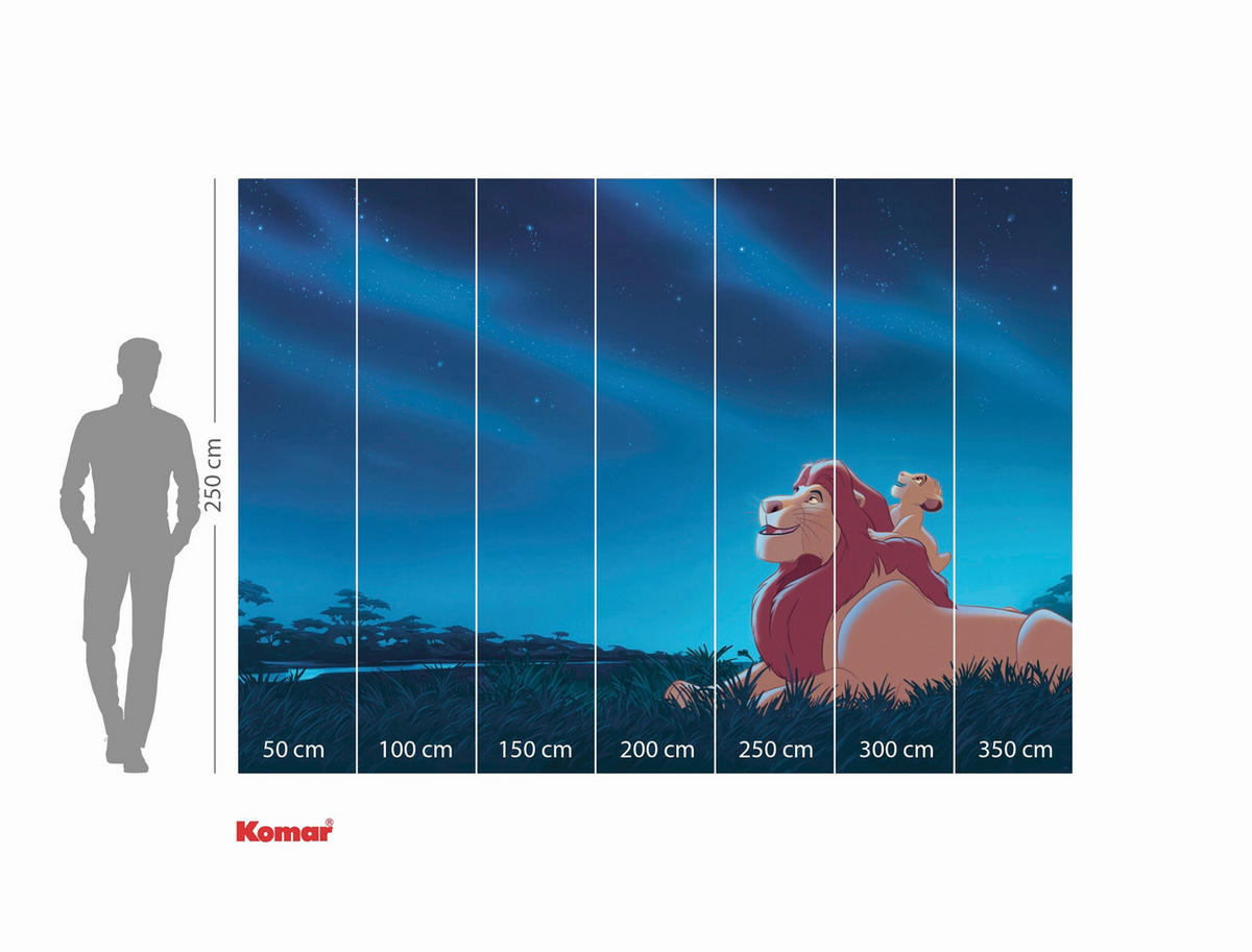 FOTOTAPETE THE LION KING STARGAZING  - Blau, Design, Textil (350/250cm) - Disney