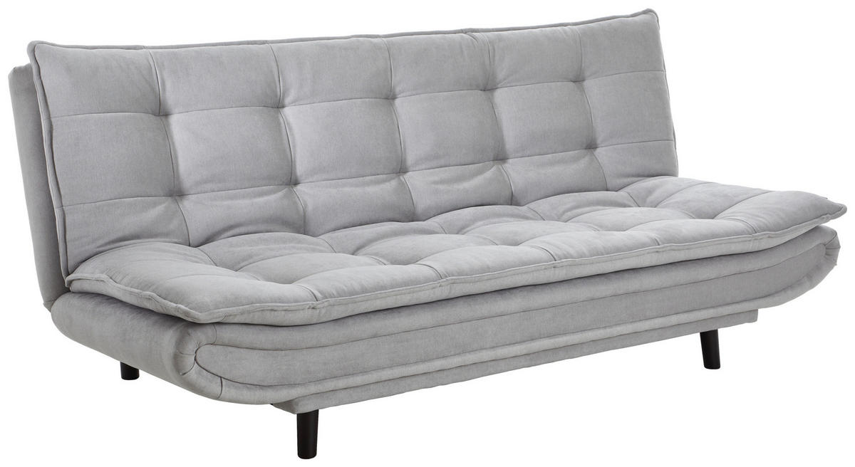 ZOFA S POSTELJNO FUNKCIJO,  srebrne barve tekstil  - srebrne barve/črna, Design, tekstil/les (194/100/90cm) - Ti'me