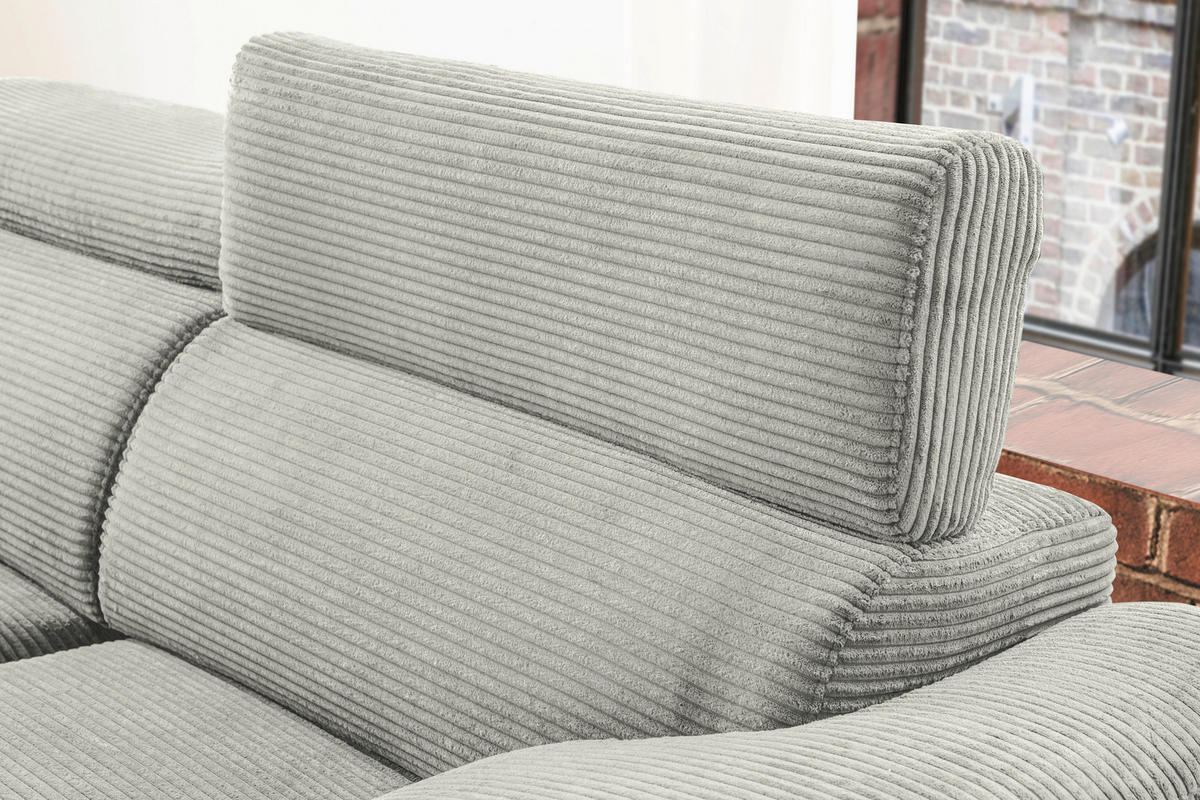 ECKSOFA in Cord Graubraun  174/270 cm  - Graubraun/Schwarz, Design, Holz/Textil (174/270cm) - Pure Home Lifestyle
