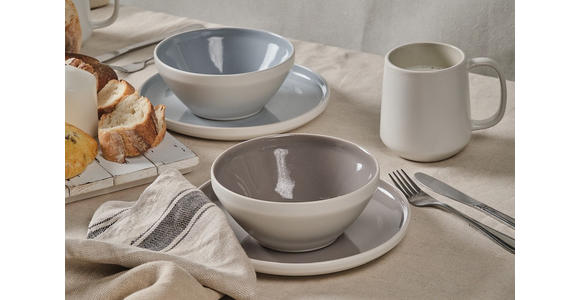 FRÜHSTÜCKSSERVICE Taupe 6-teilig 2 Personen  - Taupe, Design, Keramik - Novel