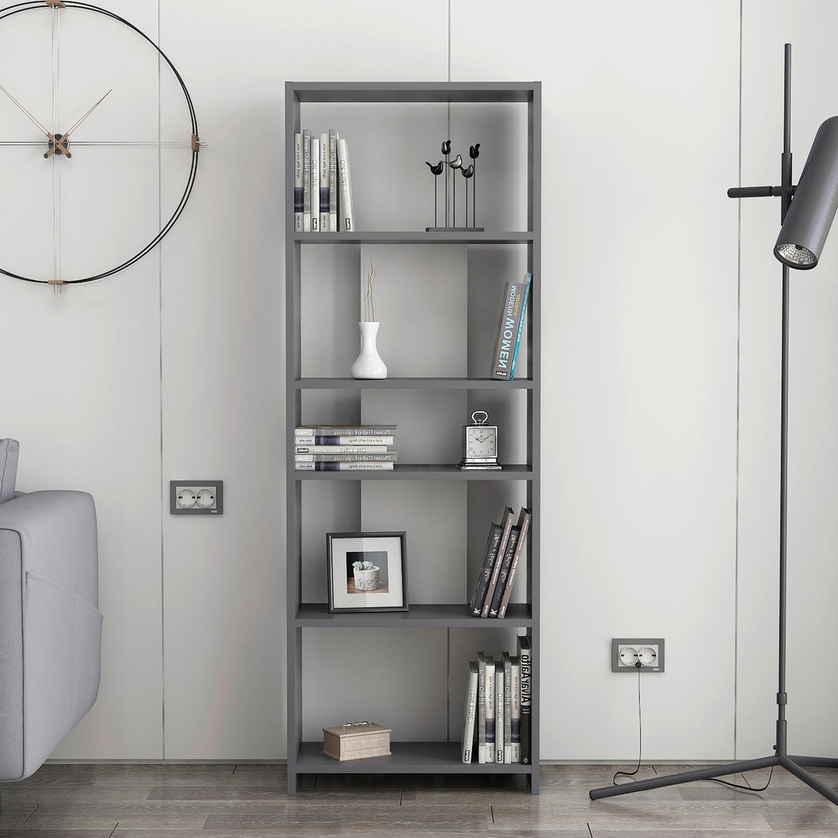REGAL  56,9/160/25 cm Anthrazit, Grau  - Anthrazit/Grau, Design, Holzwerkstoff (56,9/160/25cm) - Livetastic
