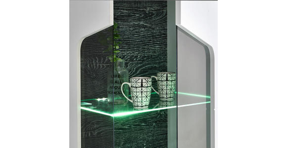 WOHNWAND in Eichefarben, Weiß - Eichefarben/Silberfarben, Design, Glas/Holzwerkstoff (300,4/201/52cm) - Hom`in