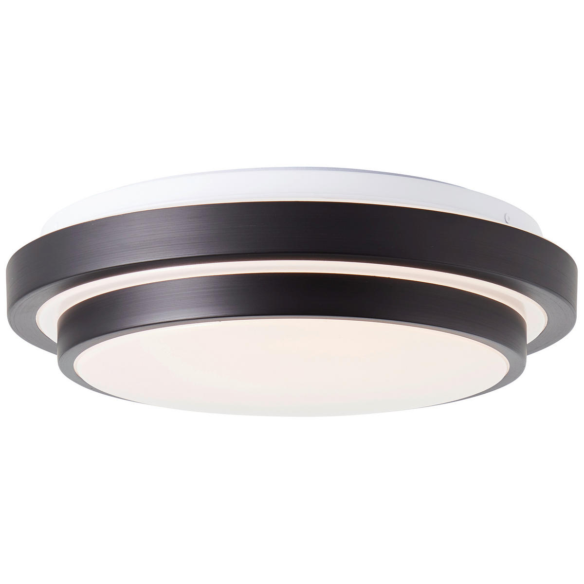 LED-DECKENLEUCHTE 34,5/9,5 cm   - Opal/Schwarz, KONVENTIONELL, Kunststoff/Metall (34,5/9,5cm) - Brilliant