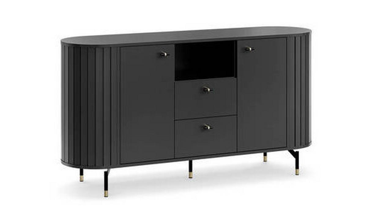 KOMMODE  in 150,1/81/40 cm  - Goldfarben/Schwarz, MODERN, Holzwerkstoff/Metall (150,1/81/40cm) - home24