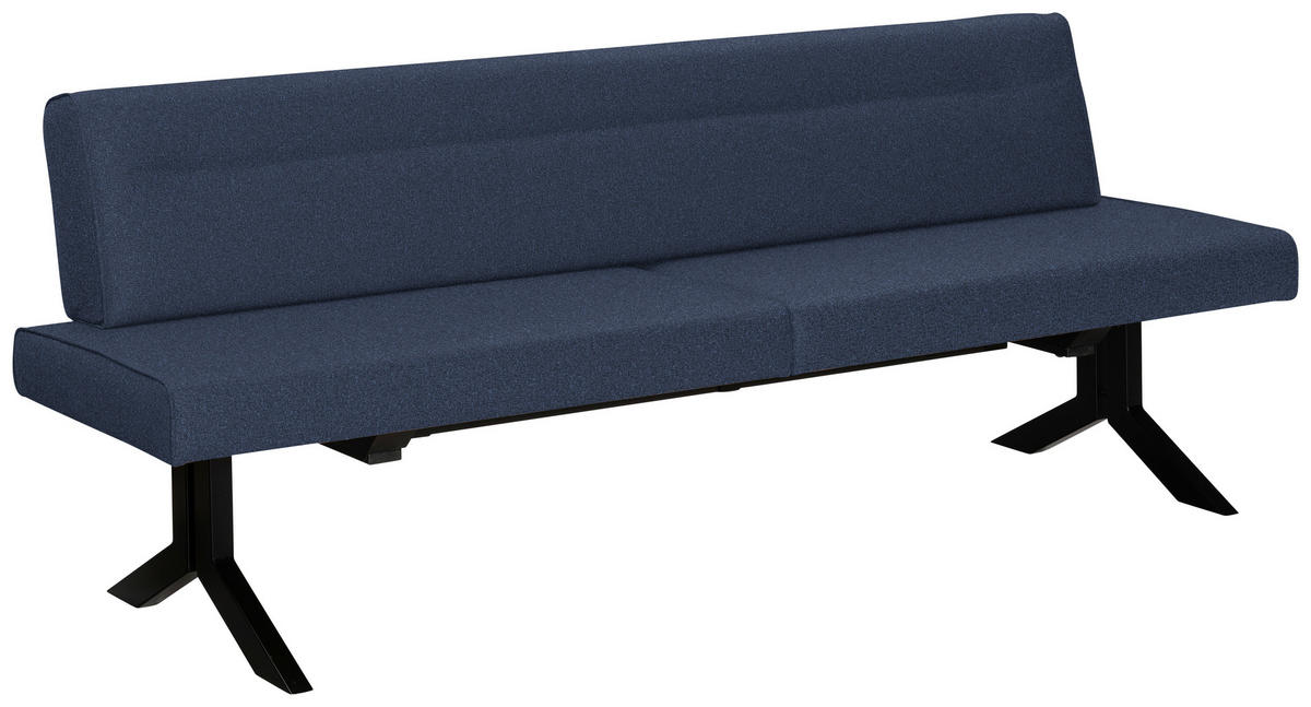 SITZBANK in Metall, Textil Dunkelblau  - Schwarz/Dunkelblau, Konventionell, Textil/Metall (220/87/70-86cm) - Moderano