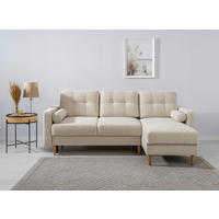ECKSOFA in Beige  - Beige/Buchefarben, Design, Holz/Textil (223/157cm) - MID.YOU
