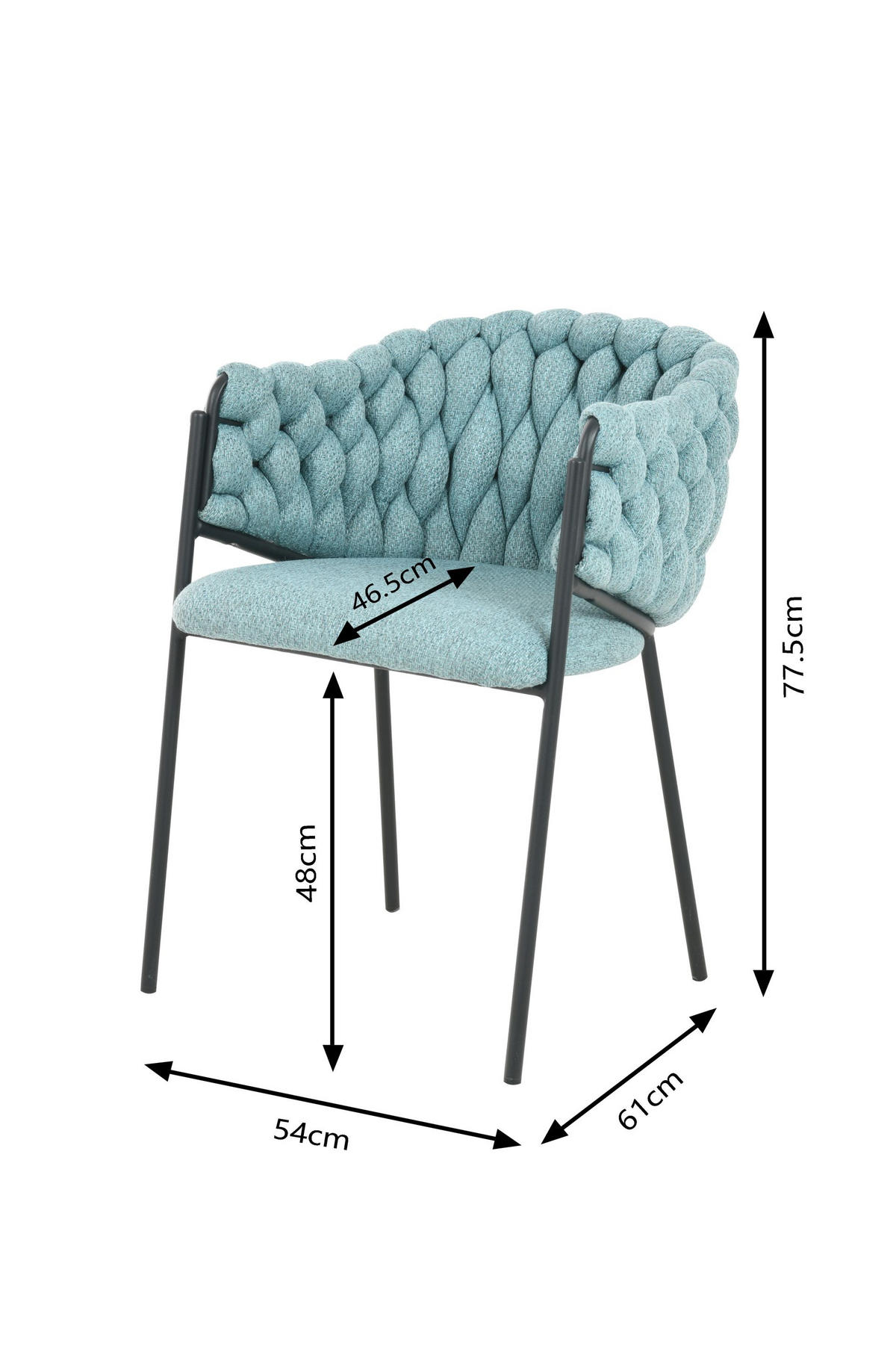 STOL, les, kovina, tekstil svetlo modra  - svetlo modra/črna, Moderno, kovina/tekstil (54/78cm) - Carryhome