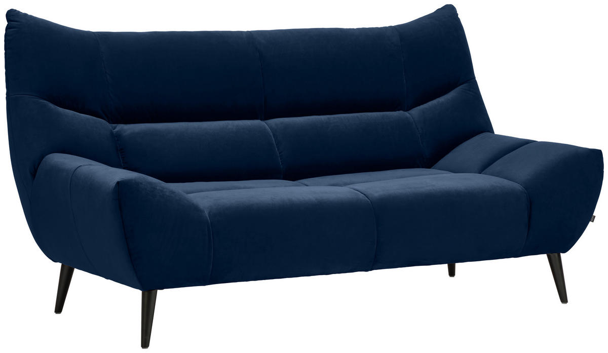 2-SITZER-SOFA in Mikrofaser Dunkelblau  - Schwarz/Dunkelblau, Design, Textil/Metall (190/106/99cm) - Xora