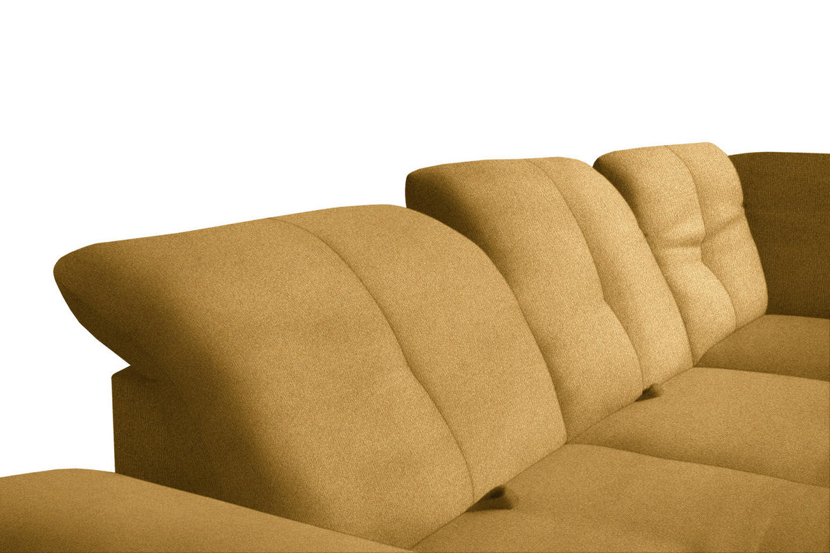 ECKSOFA Currygelb Flachgewebe  - Currygelb/Schwarz, Design, Textil/Metall (242/313cm) - Xora