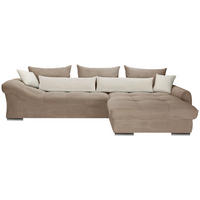 ECKSOFA Naturfarben, Taupe Cord Zierkissen, Rückenkissen, Rücken echt  - Taupe/Chromfarben, KONVENTIONELL, Textil/Metall (335/225cm) - Carryhome