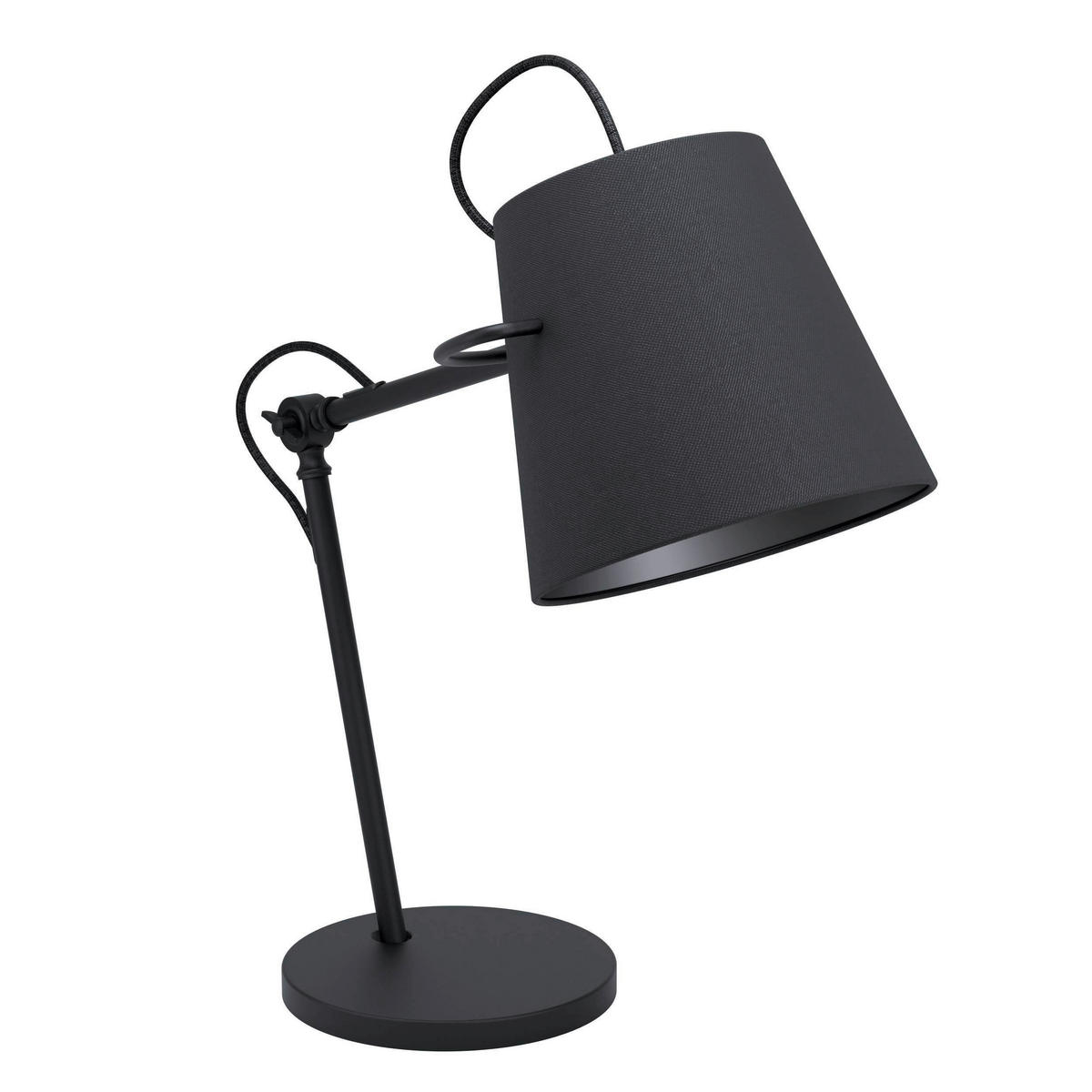 STOLNÍ LAMPA, E27, 24/64/45 cm - černá, Basics, kov/textil (24/64/45cm)