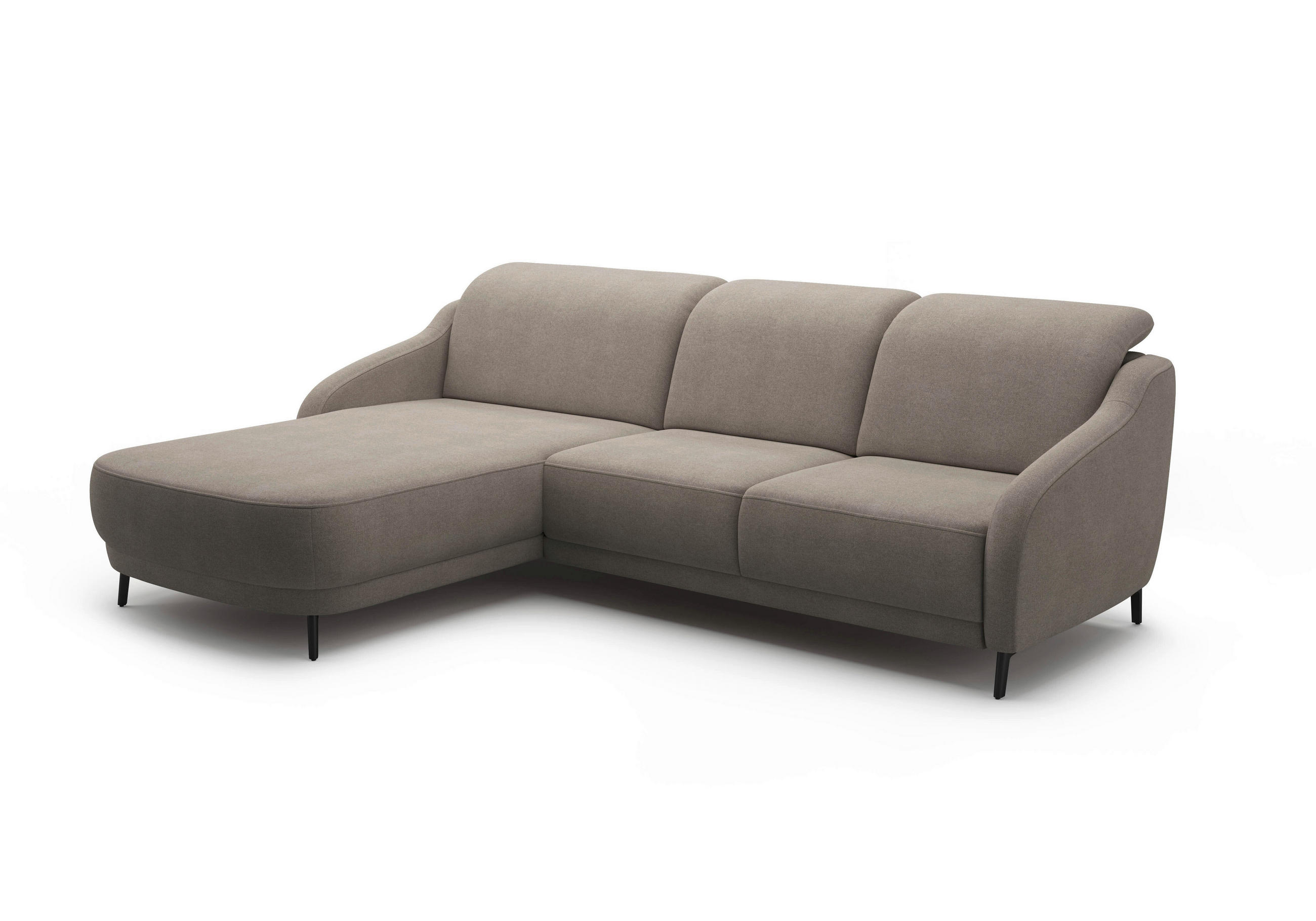 ECKSOFA in Mikrofaser Haselnussfarben - Schwarz/Haselnussfarben, Modern, Textil/Metall (191/271cm) - Sit & More