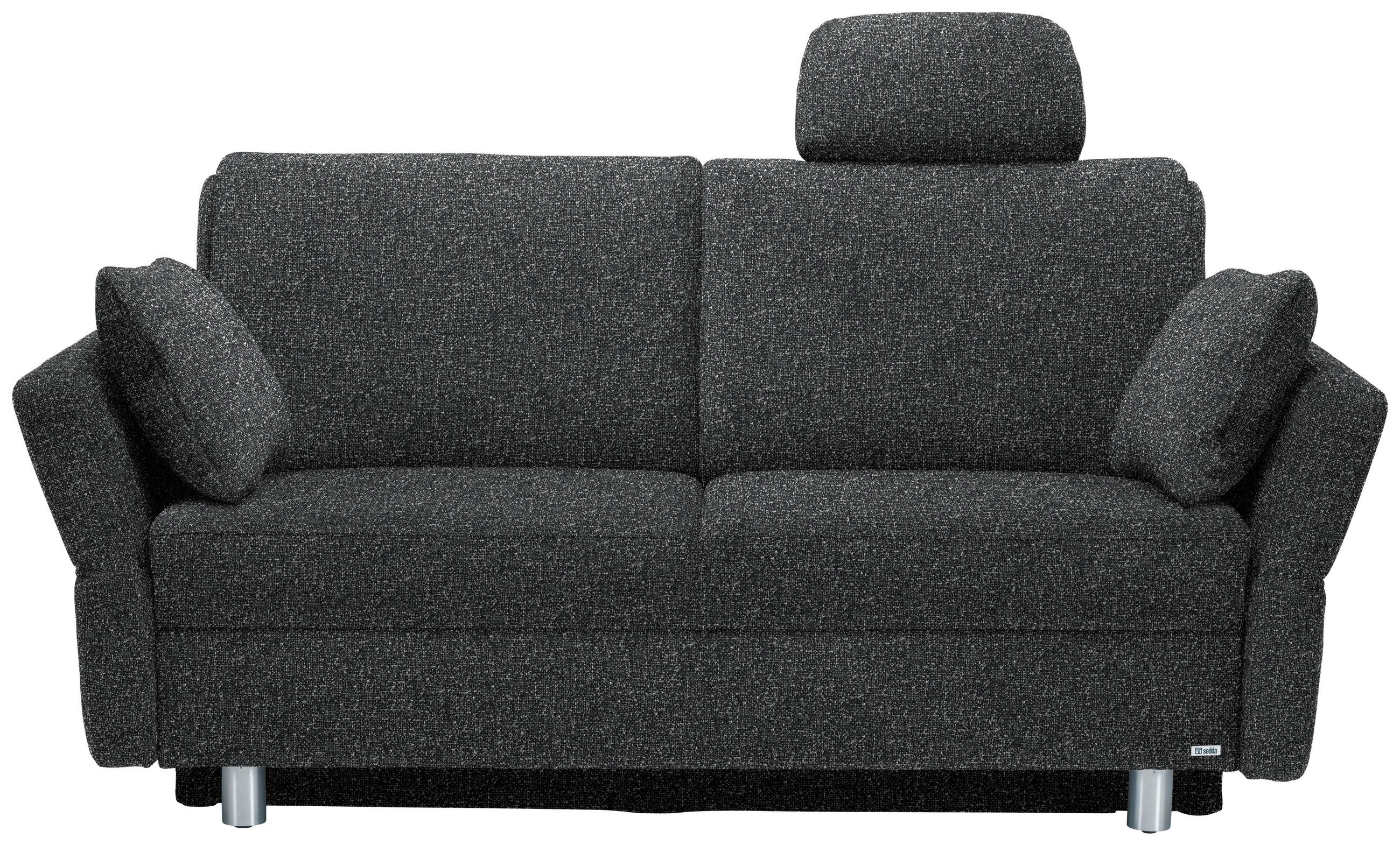 SCHLAFSOFA  in Mikrovelours Anthrazit  - Anthrazit/Alufarben, KONVENTIONELL, Kunststoff/Textil (176/88/91cm) - Sedda