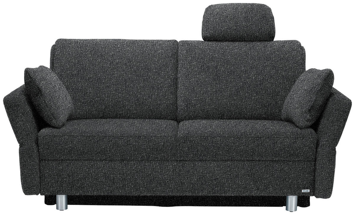 SCHLAFSOFA  in Mikrovelours Anthrazit  - Anthrazit/Alufarben, KONVENTIONELL, Kunststoff/Textil (176/88/91cm) - Sedda