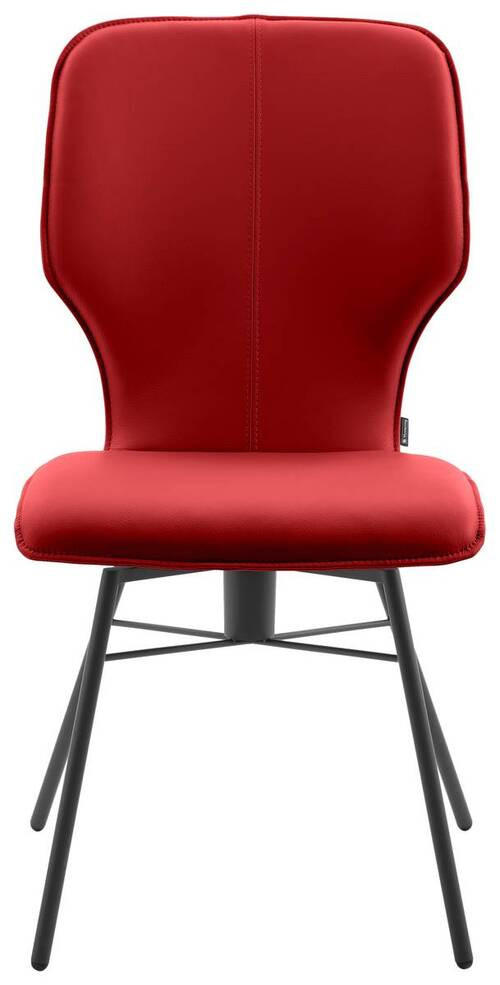 STUHL Echtleder Rot  - Dunkelgrau/Rot, Design, Leder/Metall (49/95/63cm) - Musterring