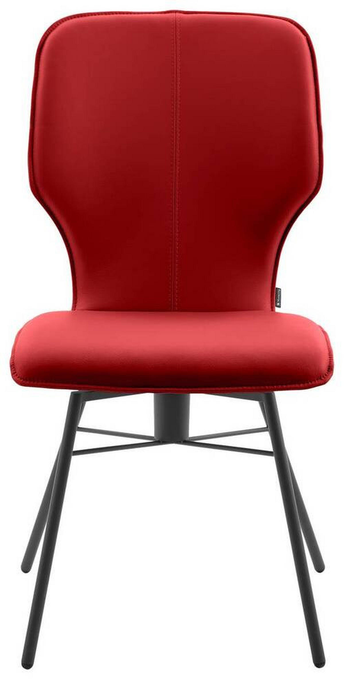 STUHL Echtleder Rot  - Dunkelgrau/Rot, Design, Leder/Metall (49/95/63cm) - Musterring