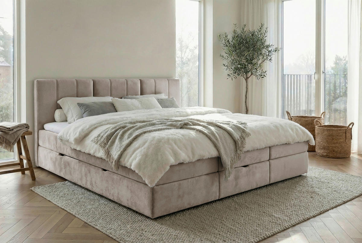 FAMILIENBETT - Graubraun/Schwarz, Design, Holzwerkstoff/Kunststoff (240/200cm) - Esposa