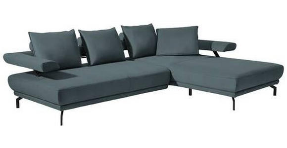 ECKSOFA in Mikrofaser Blau 305/224 cm - Blau/Schwarz, Design, Textil/Metall (305/224cm) - Dieter Knoll