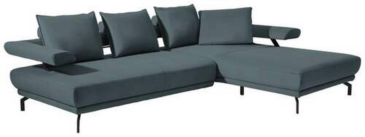 ECKSOFA in Mikrofaser Blau  305/224 cm  - Blau/Schwarz, Design, Textil/Metall (305/224cm) - Dieter Knoll