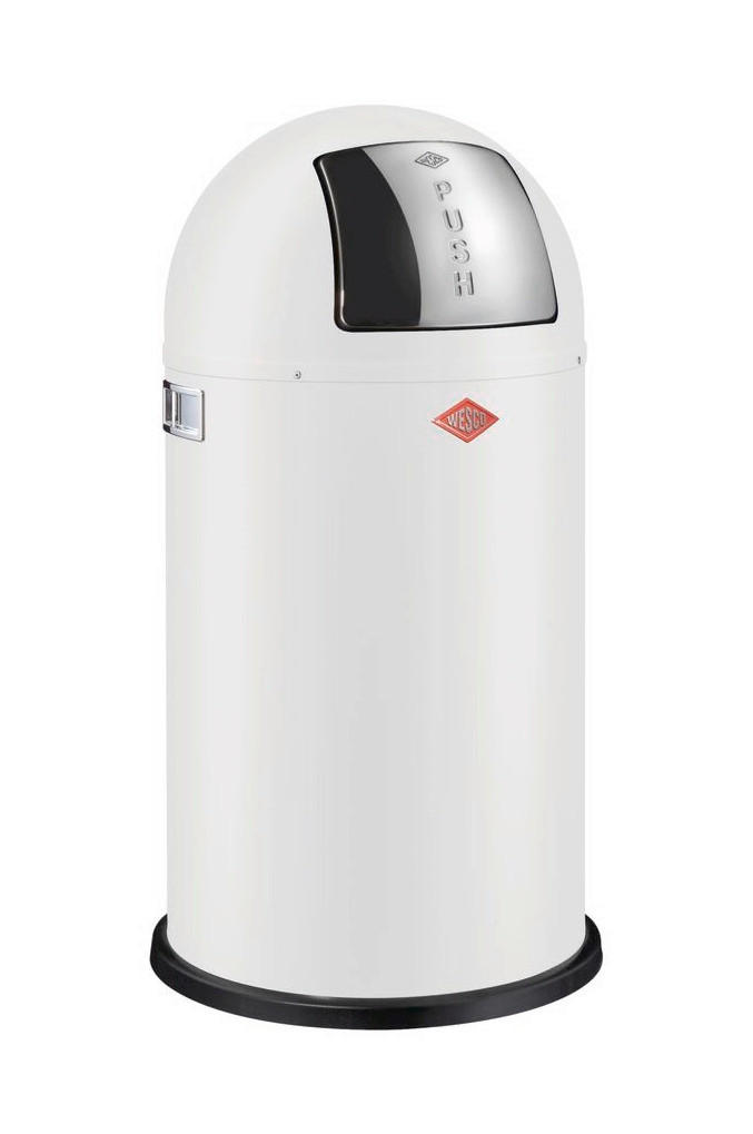 ABFALLSAMMLER PUSHBOY 50 L  - Edelstahlfarben/Weiß, KONVENTIONELL, Kunststoff/Metall (40/75,5cm) - Wesco