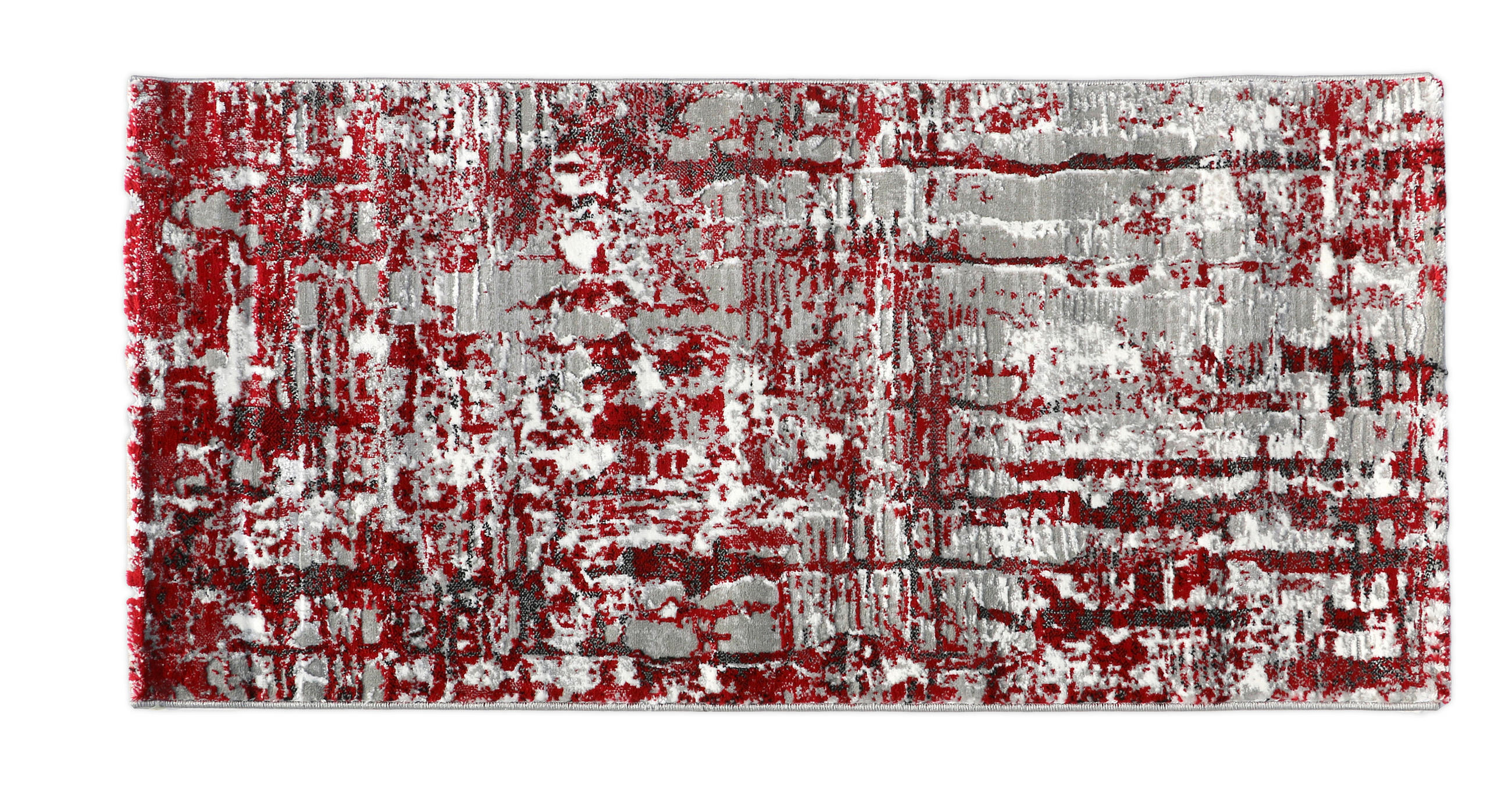 KOBEREC TKANÝ NA PLOCHO, 200/290 cm, šedá, červená, bílá - šedá/bílá, Basics, textil (200/290cm)