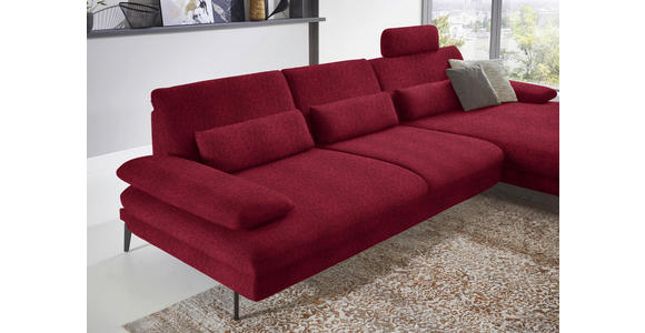 ECKSOFA in Chenille Rot  - Rot/Schwarz, Design, Textil/Metall (310/180cm) - Dieter Knoll