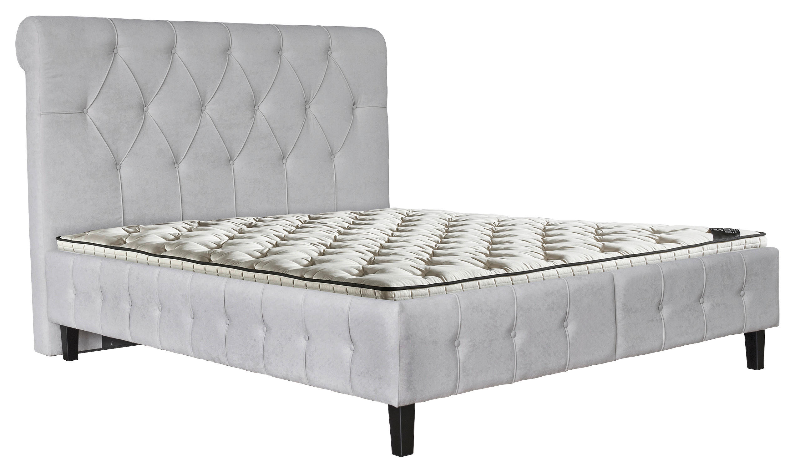 Pat Tapițat 160x200 Cm, 160/200 cm, gri - negru/gri, Basics, metal/lemn (160/200cm) - Hom`in