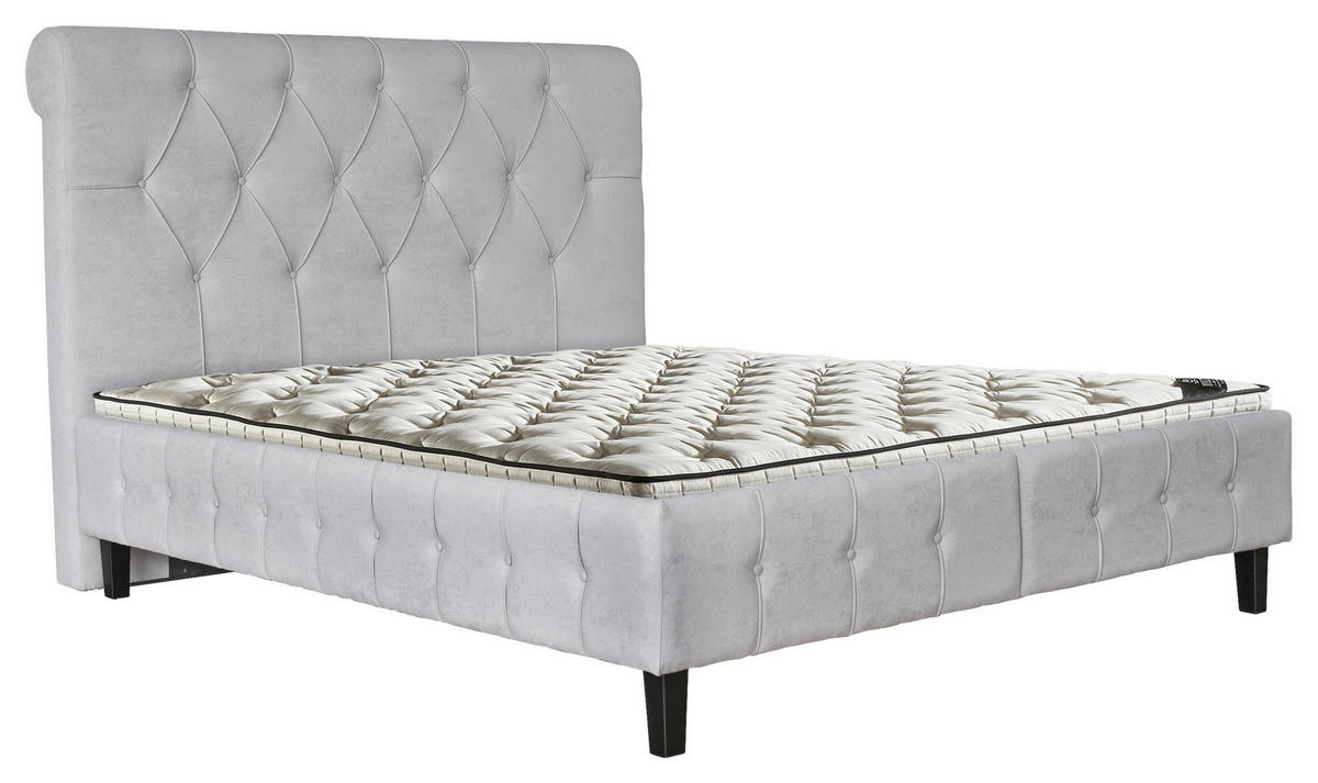 Pat Tapițat 160x200 Cm, 160/200 cm, gri - negru/gri, Basics, metal/lemn (160/200cm) - Hom`in