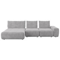 ECKSOFA in Velours Silberfarben  - Silberfarben/Schwarz, Design, Kunststoff/Textil (174/347cm) - Xora