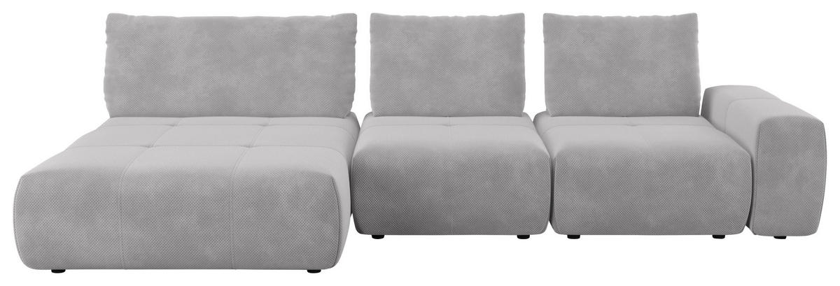 ECKSOFA in Velours Silberfarben  - Silberfarben/Schwarz, Design, Kunststoff/Textil (174/347cm) - Xora