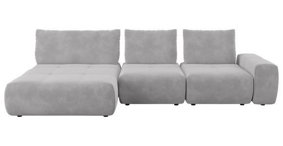 ECKSOFA in Velours Silberfarben  - Silberfarben/Schwarz, Design, Kunststoff/Textil (174/342cm) - Xora