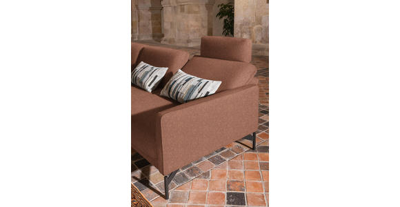 ECKSOFA in Flachgewebe Rostfarben  - Rostfarben/Anthrazit, Design, Textil/Metall (230/254cm) - Ambiente