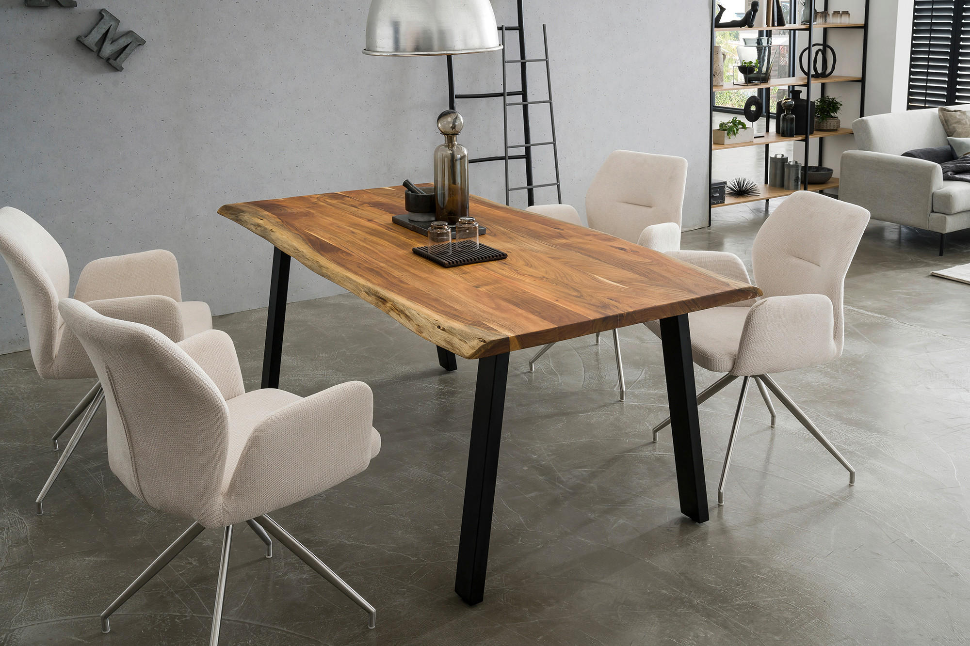 ESSTISCH in Holz 140/80/76,5 cm  - Schwarz/Naturfarben, MODERN, Holz/Metall (140/80/76,5cm) - Livetastic