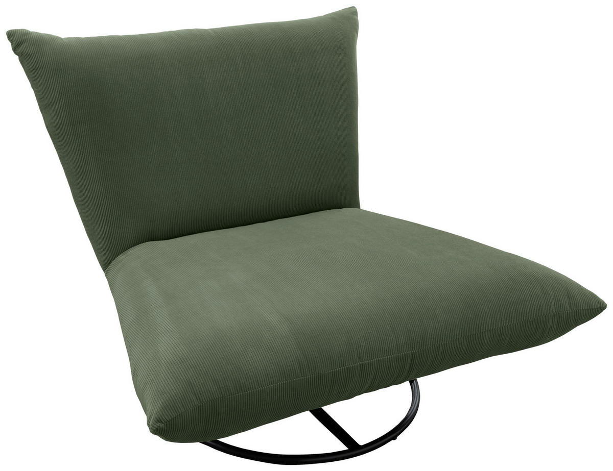 Relaxsessel in Textil Olivgrün  - Schwarz/Olivgrün, Design, Textil/Metall (100/78/96cm) - Livetastic