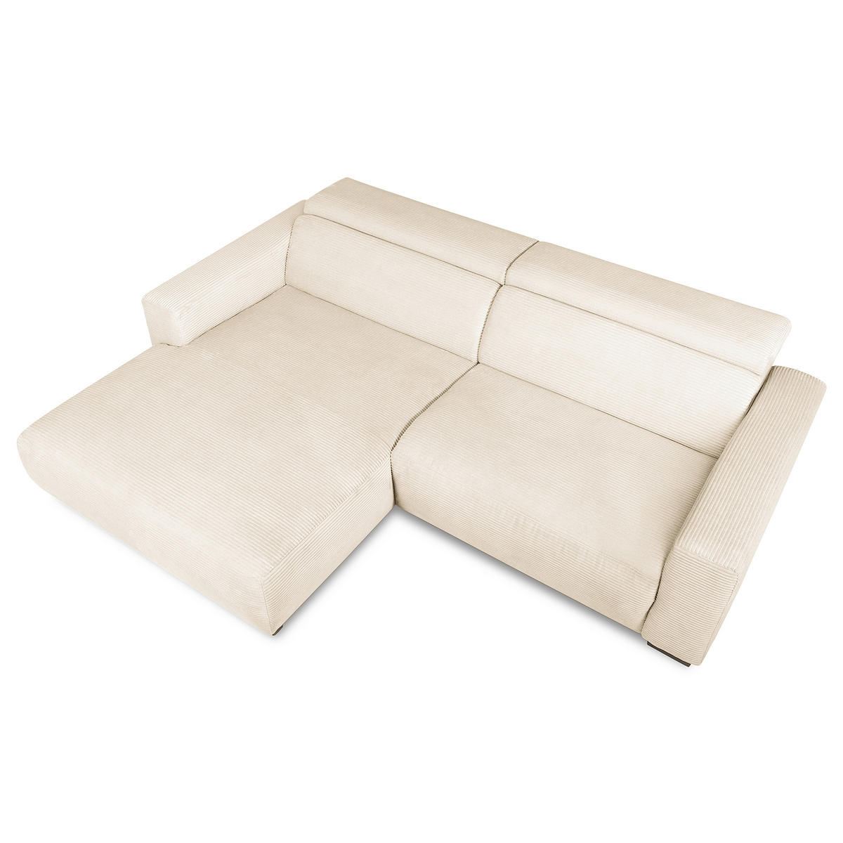 ECKSOFA RENO Beige Cord Relaxfunktion, Kopfteilverstellung  - Beige/Schwarz, Design, Kunststoff/Textil (184/248cm) - Livetastic