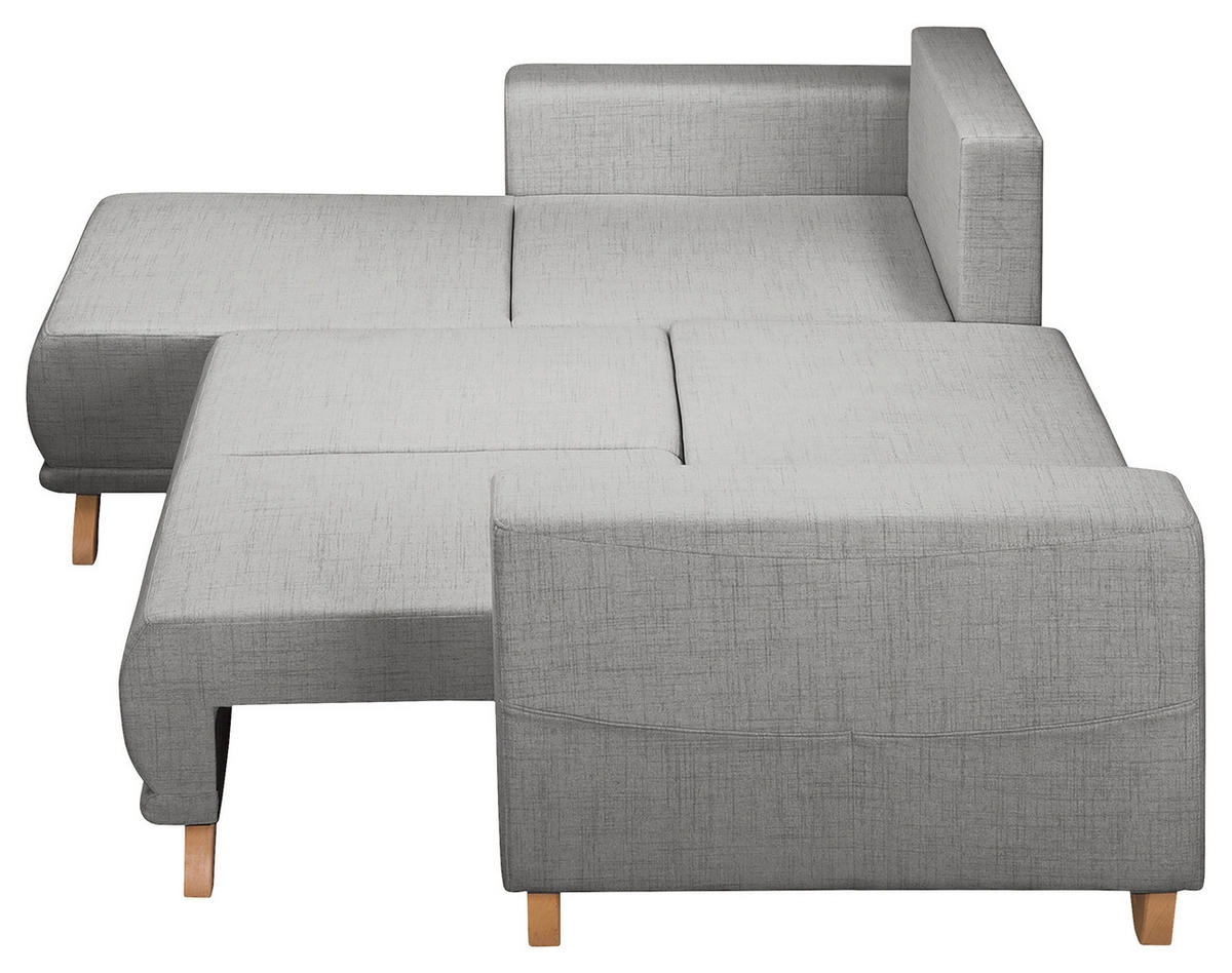 ECKSOFA Bella Grau Textilgeflecht  - Wengefarben/Grau, Design, Holz/Textil (257/174cm) - Livetastic