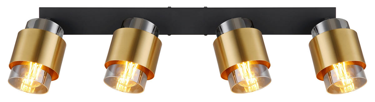 STRAHLER 65/10/12,5 cm   - Messingfarben/Schwarz, Design, Glas/Metall (65/10/12,5cm) - Globo