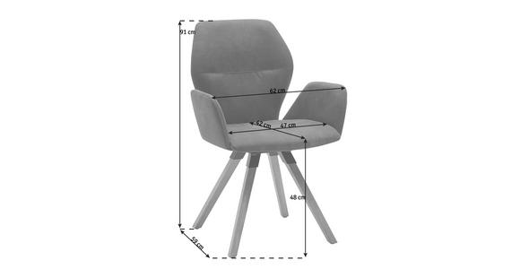 ARMLEHNSTUHL Mikrofaser Wildeiche massiv Anthrazit, Eichefarben - Eichefarben/Anthrazit, Design, Holz/Textil (62/91/59cm) - Valnatura