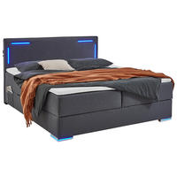 BOXSPRINGBETT 180/200 cm  in Anthrazit  - Anthrazit/Silberfarben, Design, Kunststoff/Textil (180/200cm) - Xora