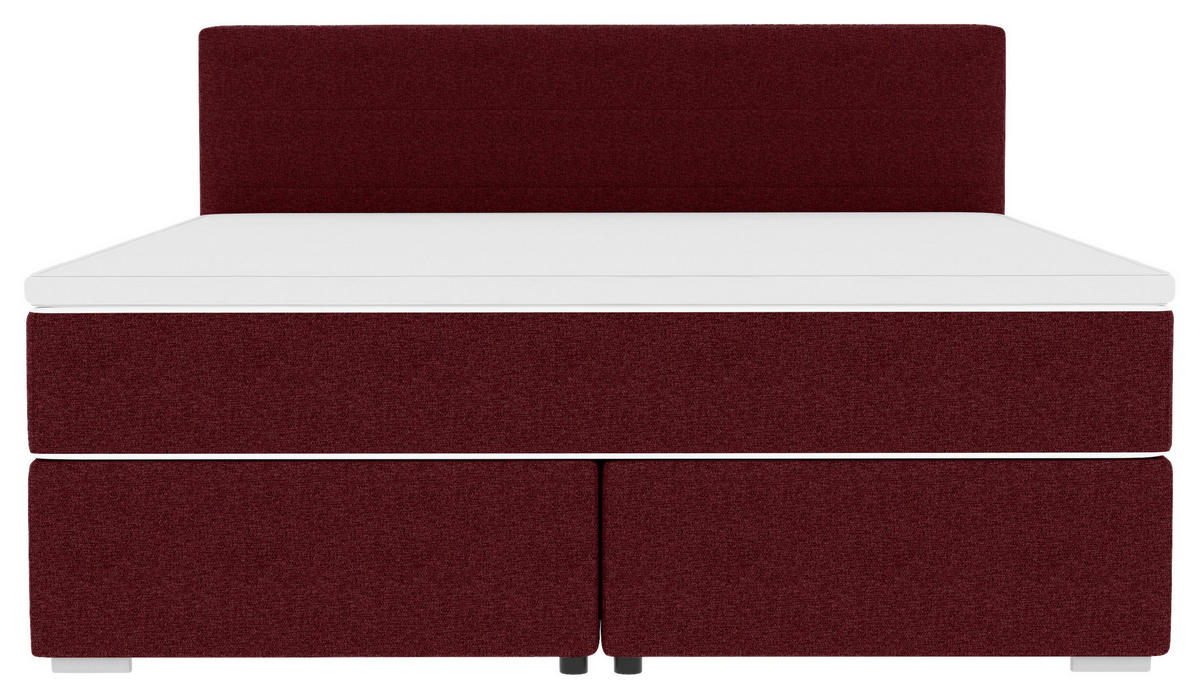 BOXSPRINGBETT 200/200 cm,  in Weinrot, Topper, Matratzen, H3 = fest  - Chromfarben/Weinrot, KONVENTIONELL, Kunststoff/Textil (200/200cm) - Boxxx