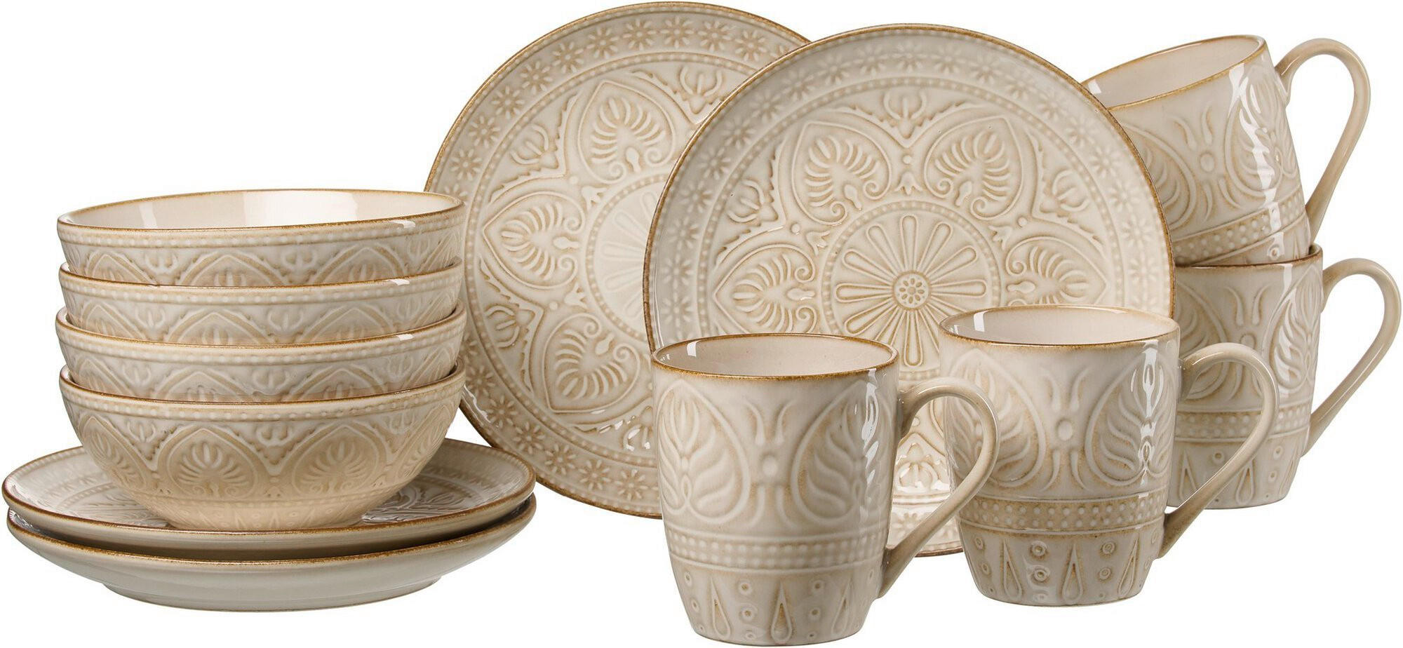 FRÜHSTÜCKSSET Creme Omara  - Creme, Keramik (36/25/20cm) - Ritzenhoff Breker