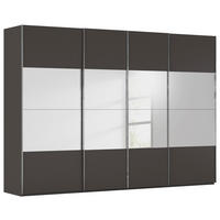 SCHWEBETÜRENSCHRANK 316/223/68 cm,  in Graphitfarben, 4 Tür(en)  - Chromfarben/Graphitfarben, Design, Glas/Holzwerkstoff (316/223/68cm) - Novel