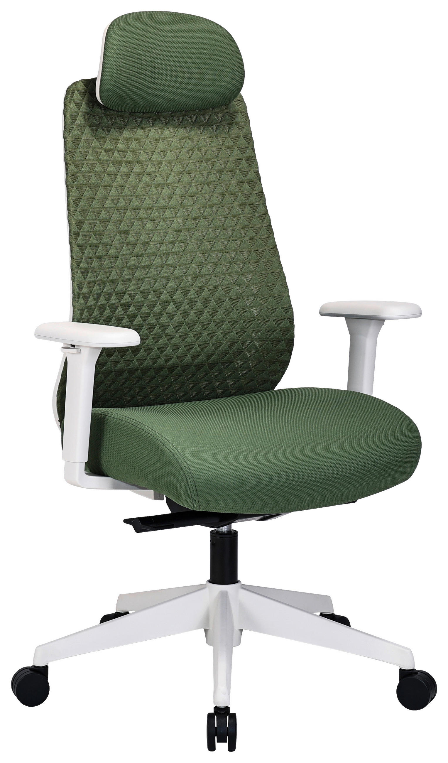 DREHSTUHL Netzbespannung, Webstoff Weiß, Olivgrün  - Weiß/Olivgrün, Design, Kunststoff/Textil (70/120/130/61cm) - Novel