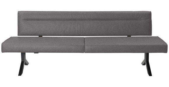 SITZBANK 220/87/70-86 cm Samt Grau  - Schwarz/Grau, KONVENTIONELL, Textil/Metall (220/87/70-86cm) - Moderano