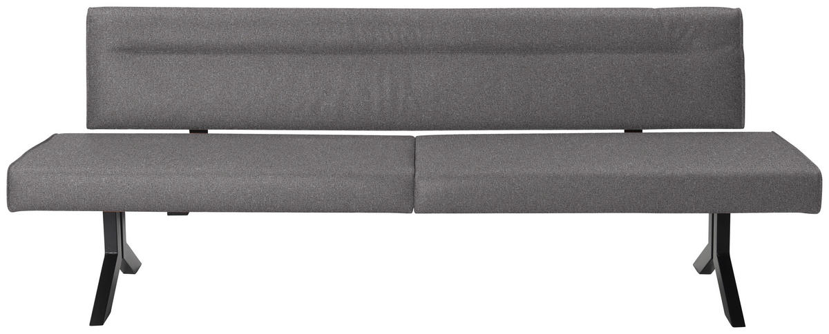 SITZBANK in Metall, Textil Grau  - Schwarz/Grau, Konventionell, Textil/Metall (220/87/70-86cm) - Moderano