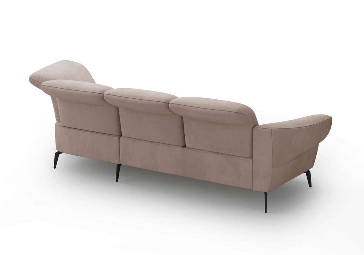 ECKSOFA in Flachgewebe Greige  - Greige/Schwarz, Modern, Textil/Metall (313/208cm) - Sit & More
